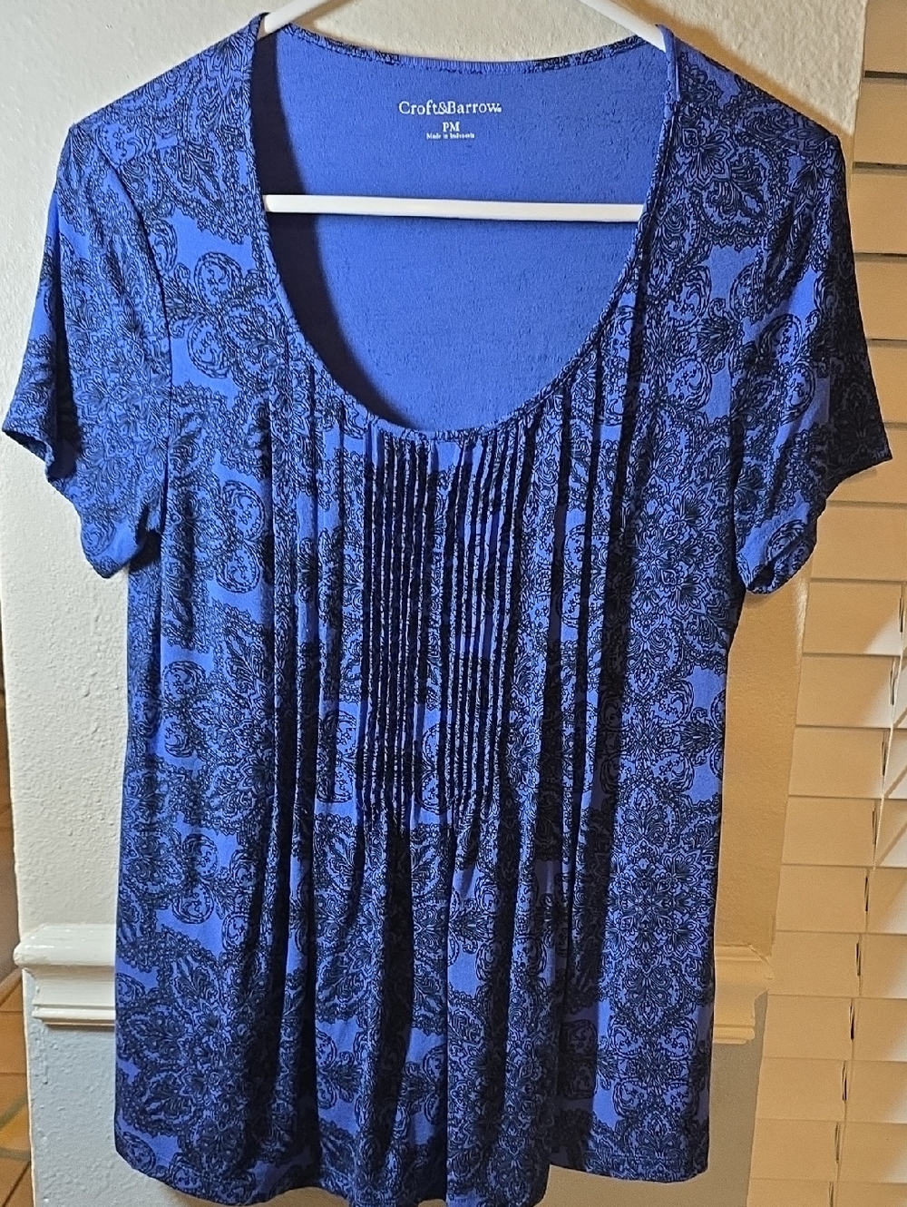 croft & barrow Royal Blue Pintuck Short Sleeve Tee